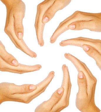 Human hands forming a circle with copy-space in the middle clipart