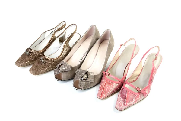 Drie paar vrouwelijke schoenen — Stockfoto