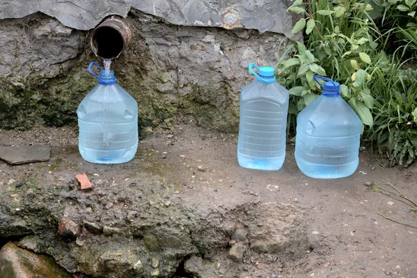 Bottles with water from a spring