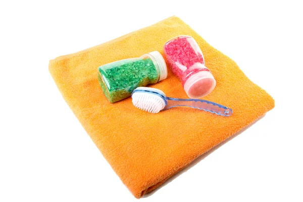 Escova de toalha de sal para banheiro — Fotografia de Stock