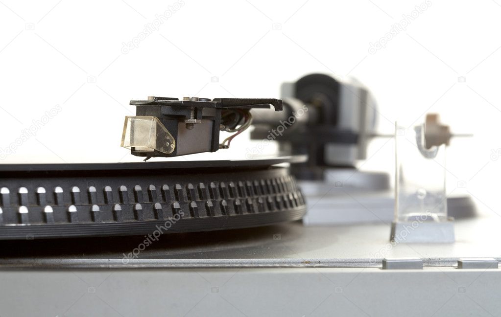 Old player and vinyl phonograph record