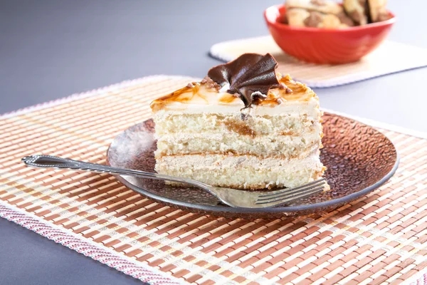 Piastra torta con tappo e biscotti — Foto Stock