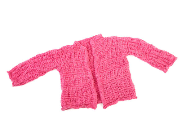 Knitted jacket for the baby isolated