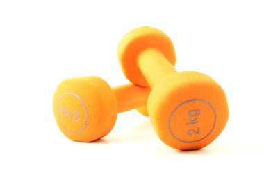 Turuncu dumbell izole çift