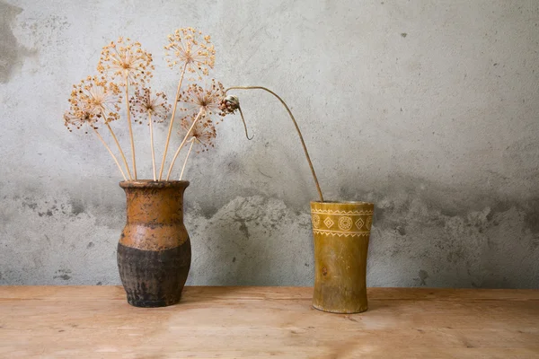 Due vasi con colori asciutti su un tavolo — Foto Stock