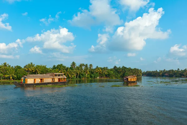 stock image Houseboat on Kerala backwaters, India