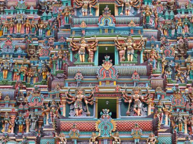 Sculptures on Hindu temple tower clipart