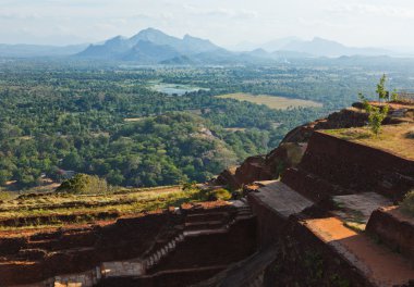 View and ruins on top of Sigiriya rock clipart