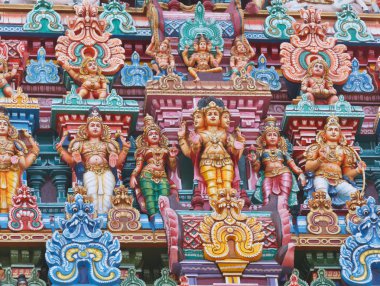 Sculptures on Hindu temple tower clipart