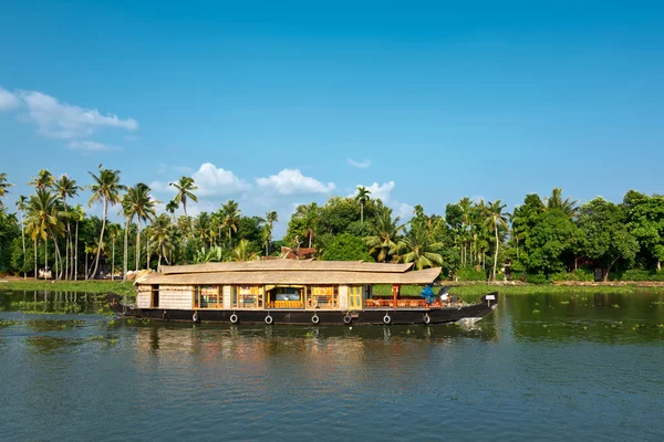 Hausboot auf Kerala Backwaters, Indien — Stockfoto