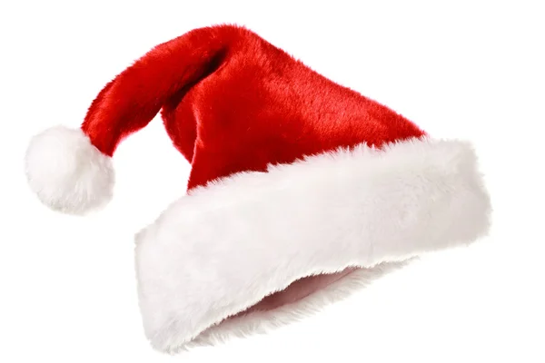 Santa kapelusz izolowany na białym — Zdjęcie stockowe