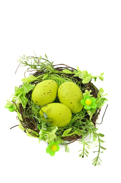 Nido de Pascua decorativo con huevos —  Fotos de Stock