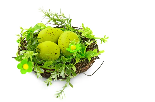 Nido pasquale decorativo con uova — Foto Stock