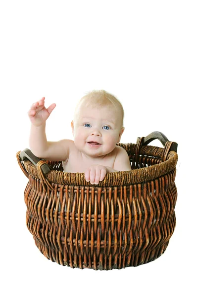 Little girl in the basket — Stock Photo, Image