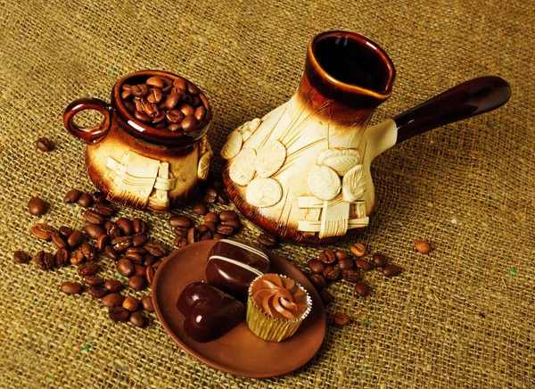 粘土のコーヒー セット — ストック写真