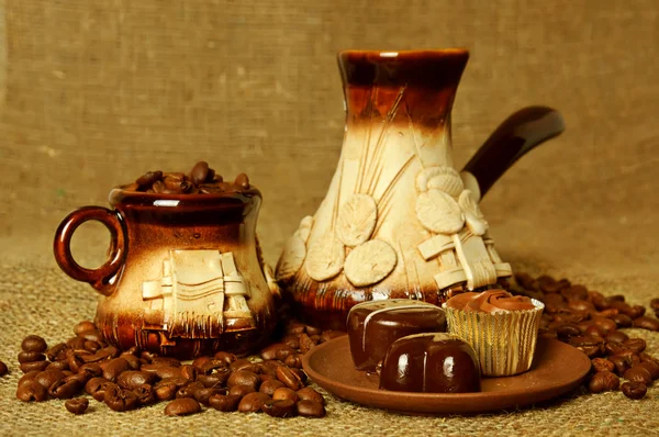 Conjunto de argila para café — Fotografia de Stock