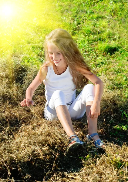 Eight years old girl — Stockfoto