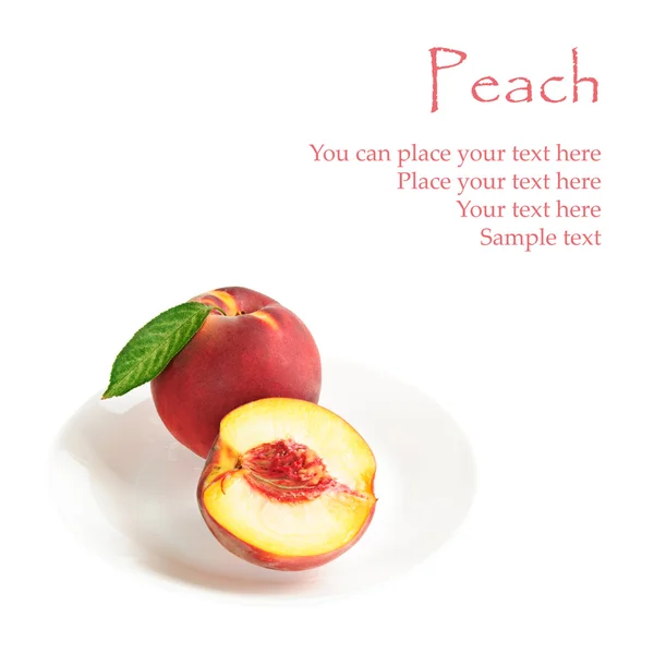 Single fresh ripe peach on the dish — Stock Photo, Image