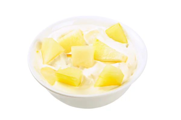 Йогурт с куском дыни — стоковое фото