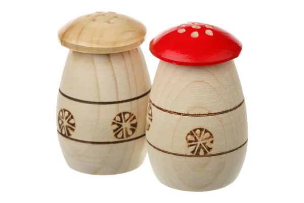 Saltcellars drewniane-pepperboxes — Zdjęcie stockowe
