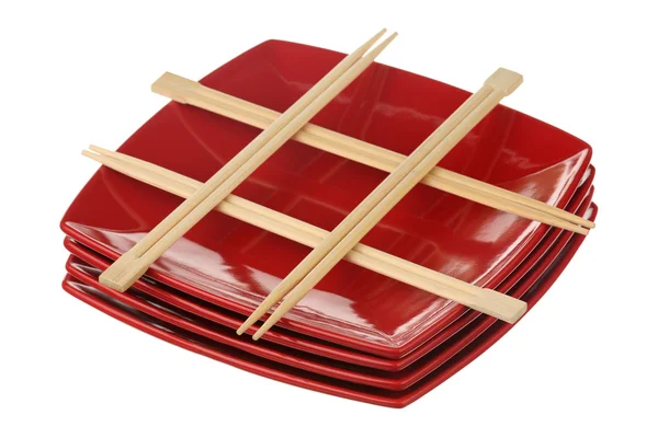 Chopsticks e pratos — Fotografia de Stock