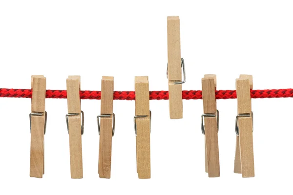 Clothespins on rope — Stock Photo, Image