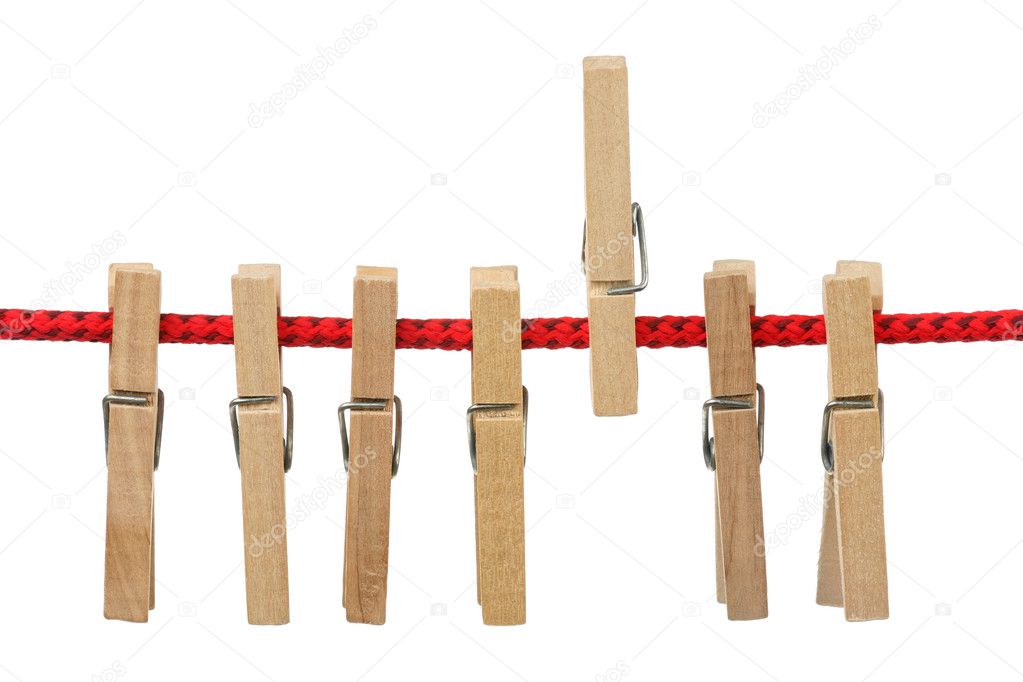 Clothespins on rope