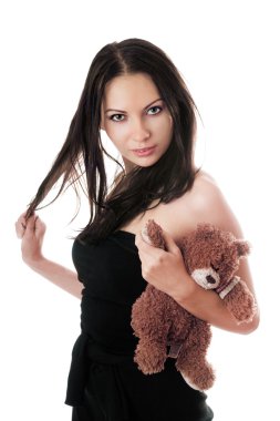 oyuncak ayı ile seksi esmer