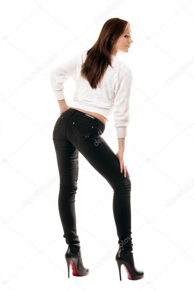 Attraktive Mädchen In Schwarze Enge Jeans — Stockfoto © Acidgrey 5525531 