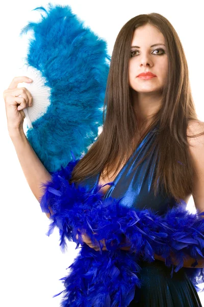Ung kvinna i blå klänning — Stockfoto