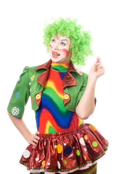 Portret van lachende vrouwelijke clown — Stockfoto