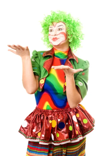 Portrét expresivní ženský klaun富有表现力的女性小丑的肖像 — 图库照片