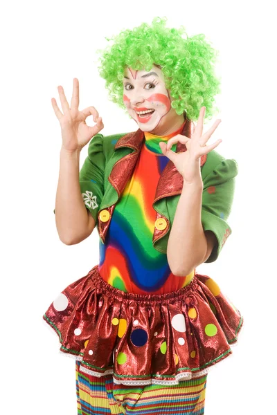 Ritratto di clown donna felice — Foto Stock
