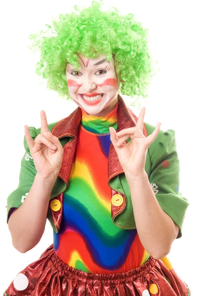 Felice clown femmina — Foto Stock