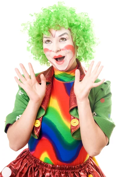Cheerful female clown — Stock Photo, Image