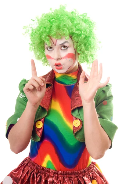 Portret van ernstige vrouwelijke clown — Stockfoto