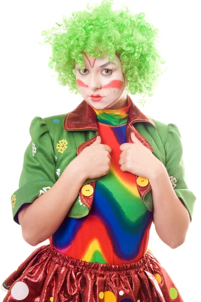 Serious female clown — Stock Photo, Image