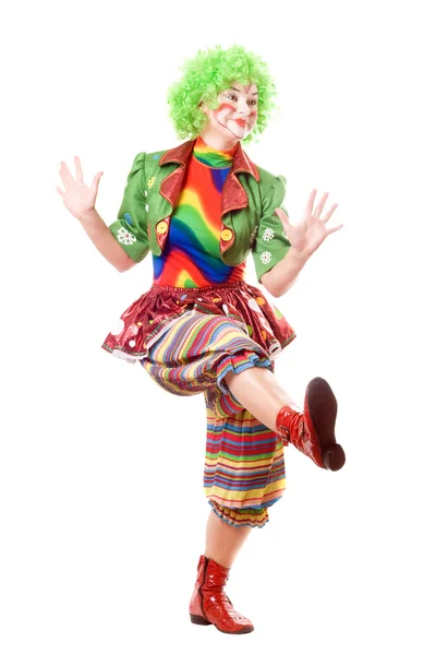 Cheerful posing female clown — Stock Photo, Image