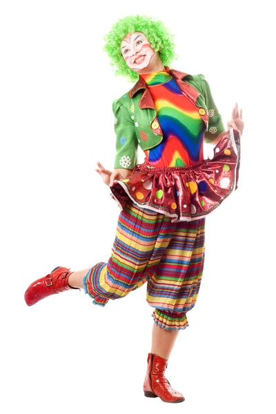 Gelukkig poseren vrouwelijke clown — Stockfoto