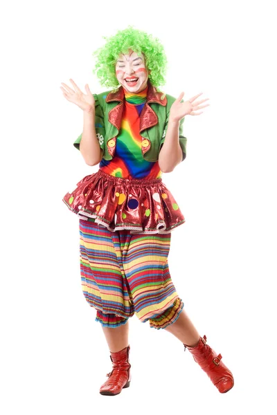 Směje se ženský klaun — Stockfoto