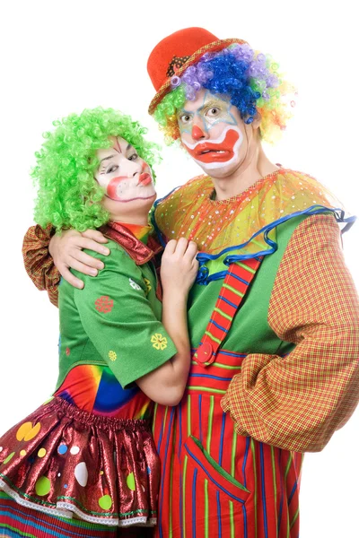 Coppia di buffi clown — Foto Stock
