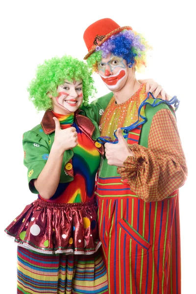 Couple of happy clowns — Stock Photo, Image