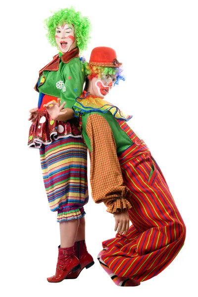 Twee grappige clowns — Stockfoto