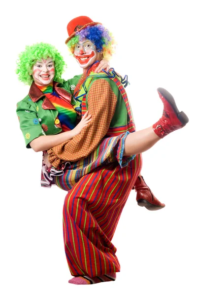 Dvě radostné klauni — Stock fotografie