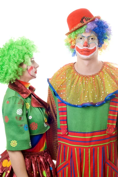 Een paar van ernstige clowns — Stockfoto
