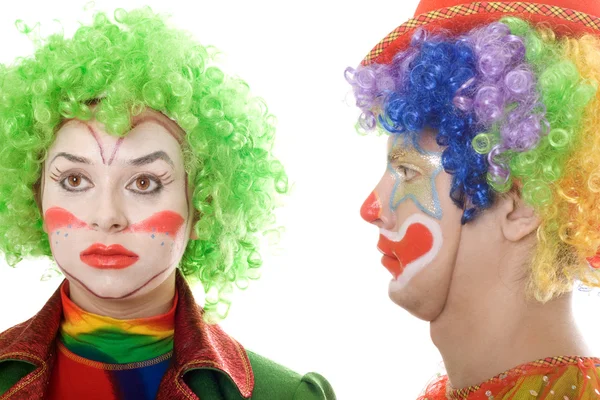 Pair of serious clowns — Stock Photo, Image