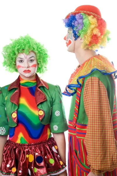 Ett par allvarliga clowner — Stockfoto