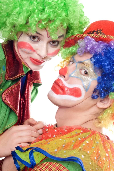 Portrait of a couple of clowns — Stock Photo, Image