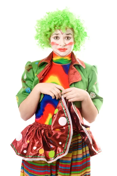悲伤的女小丑的肖像 — 图库照片