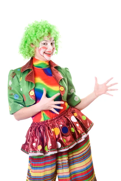 Ritratto di gioiosa clown femmina — Foto Stock